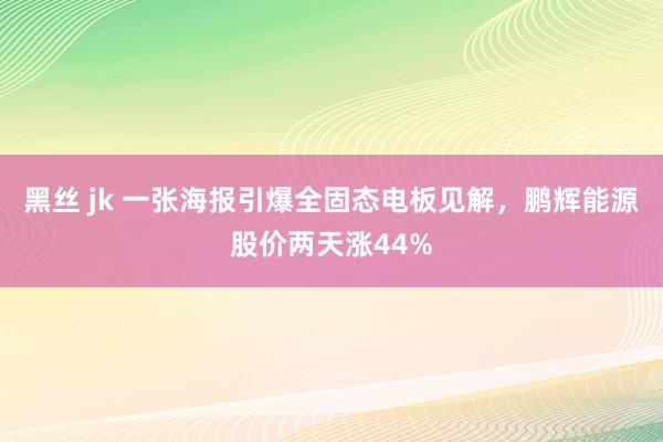 黑丝 jk 一张海报引爆全固态电板见解，鹏辉能源股价两天涨44%