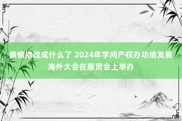 偷偷撸改成什么了 2024年学问产权办功绩发展海外大会在服贸会上举办