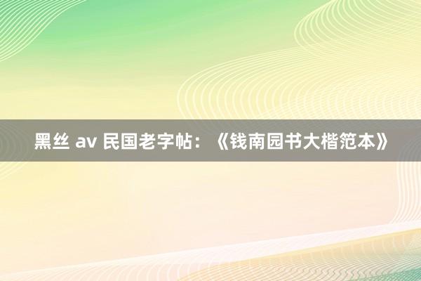 黑丝 av 民国老字帖：《钱南园书大楷笵本》