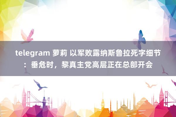 telegram 萝莉 以军败露纳斯鲁拉死字细节：垂危时，黎真主党高层正在总部开会