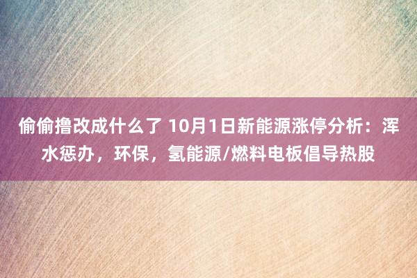 偷偷撸改成什么了 10月1日新能源涨停分析：浑水惩办，环保，氢能源/燃料电板倡导热股