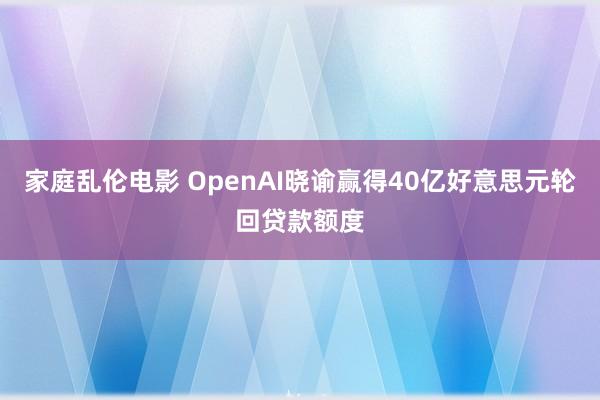 家庭乱伦电影 OpenAI晓谕赢得40亿好意思元轮回贷款额度