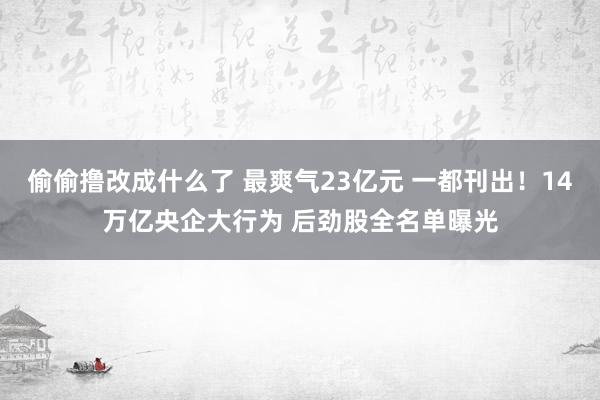 偷偷撸改成什么了 最爽气23亿元 一都刊出！14万亿央企大行为 后劲股全名单曝光