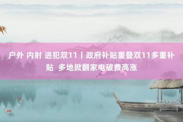 户外 内射 进犯双11丨政府补贴重叠双11多重补贴  多地掀翻家电破费高涨