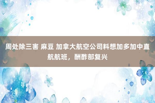 周处除三害 麻豆 加拿大航空公司料想加多加中直航航班，酬酢部复兴