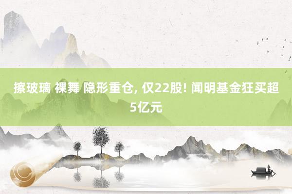 擦玻璃 裸舞 隐形重仓， 仅22股! 闻明基金狂买超5亿元