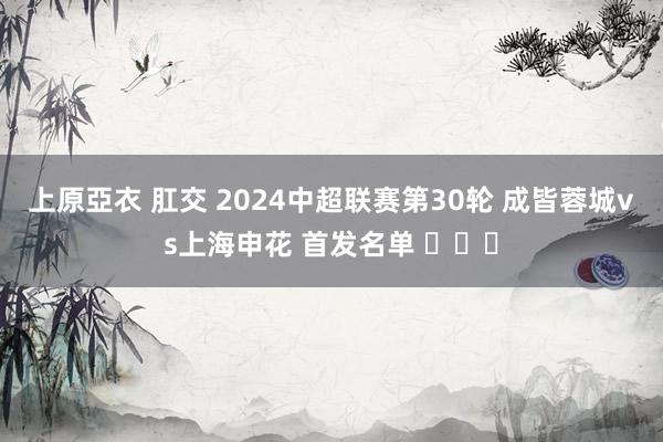 上原亞衣 肛交 2024中超联赛第30轮 成皆蓉城vs上海申花 首发名单 ​​​