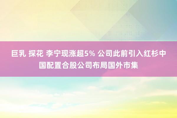 巨乳 探花 李宁现涨超5% 公司此前引入红杉中国配置合股公司布局国外市集